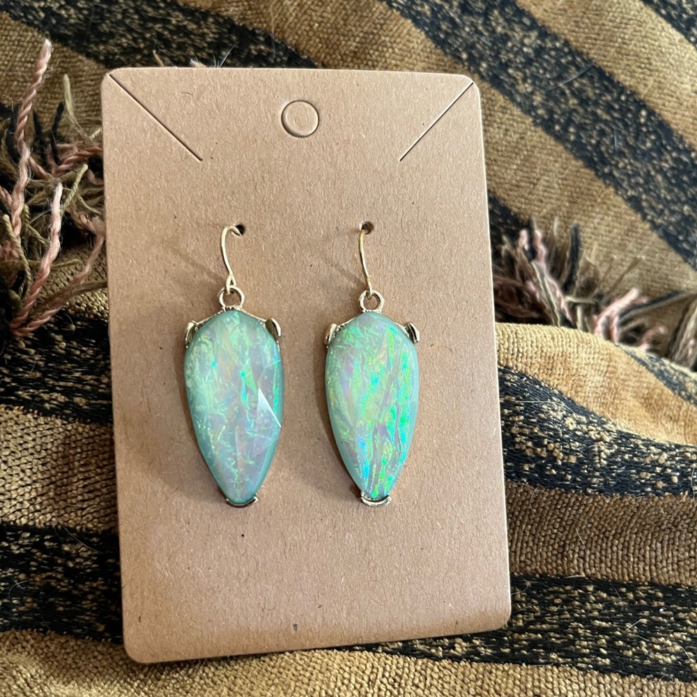 Beautiful Opalescent Green Dangle Earrings - Picture 8 of 11